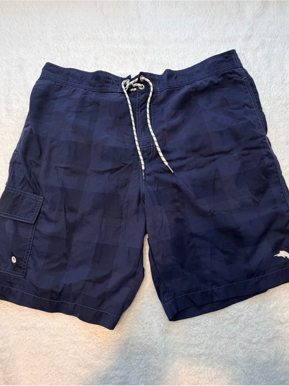 Tommy Bahama Navy Check Swim Trunks